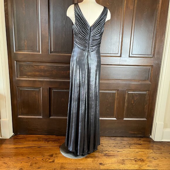 Tadashi Collection Evening Dress L Twist Front Sleeveless Long Metallic Jersey - Picture 7 of 13